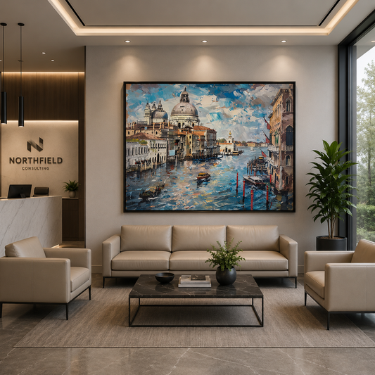 Venice Canal Cityscape Canvas Wall Art Painting