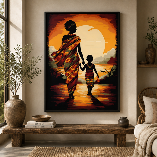 African Mother and Child Canvas Painting