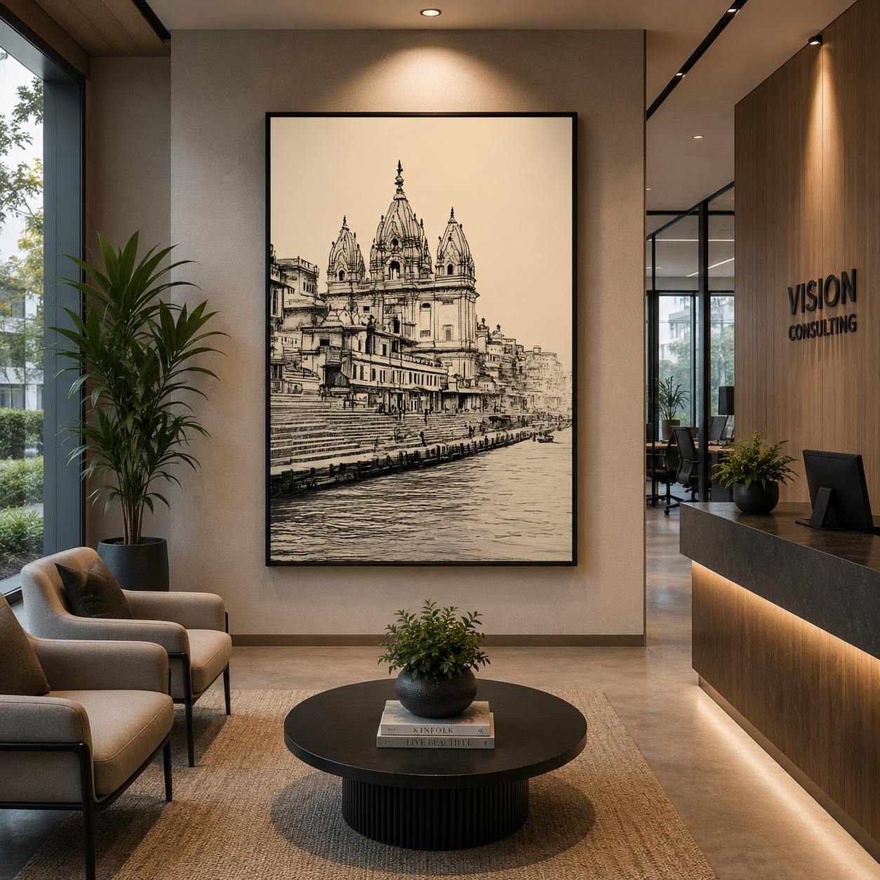 Banaras Ghats Elegant Canvas Painting for Modern Wall Decor