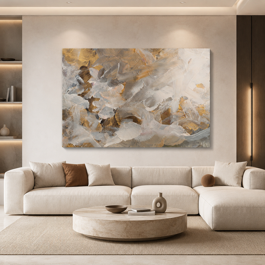 Golden Whisper Abstract Luxury Canvas Wall Art Painting