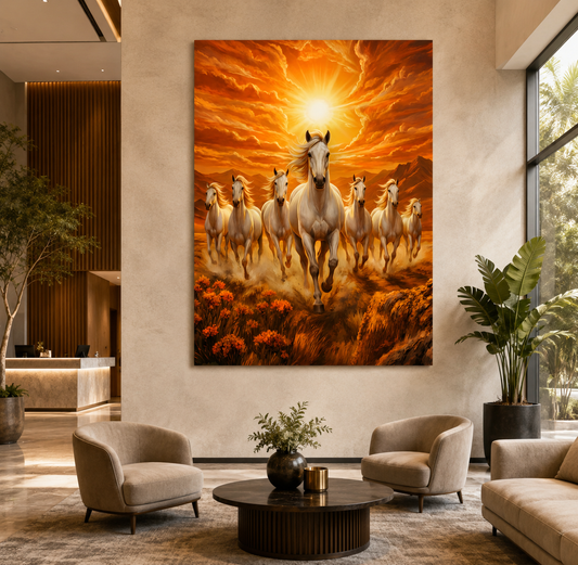 Seven Horse Wall Canvas Art Painting for Home and Office