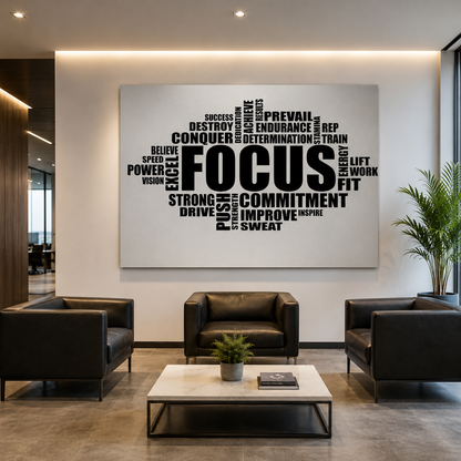 Focus Motivational Typography Canvas Wall Art for Office & Gym