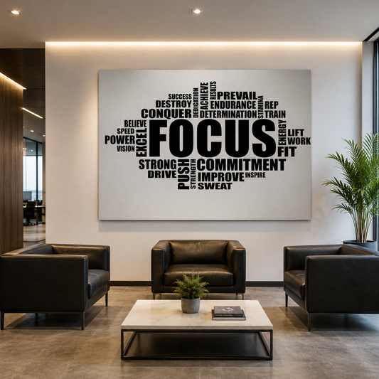 Focus Motivational Typography Canvas Wall Art for Office & Gym