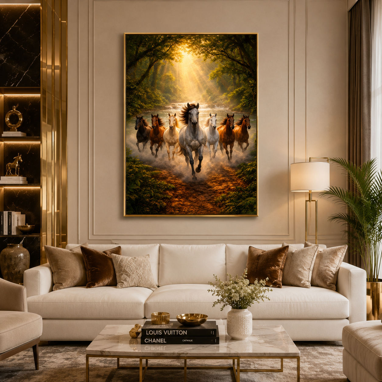 7 Horse Canvas Wall Painting for Positive Energy and Success