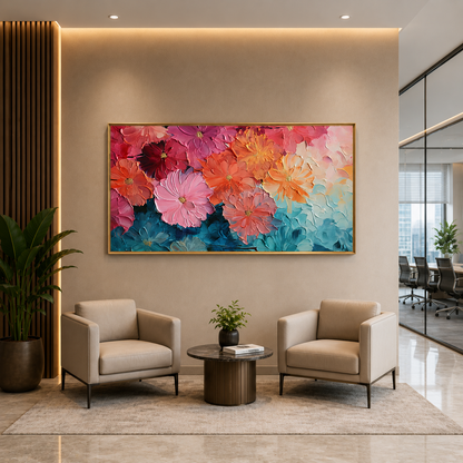 Colorful Floral Abstract Wall Art for Modern Office & Living Room