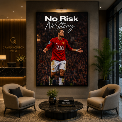 No Risk No Story Football Motivation Wall Art Canvas Poster Print