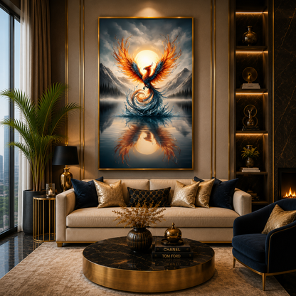 Phoenix Wall Art Modern Mythical Bird Canvas for Elegant Interiors