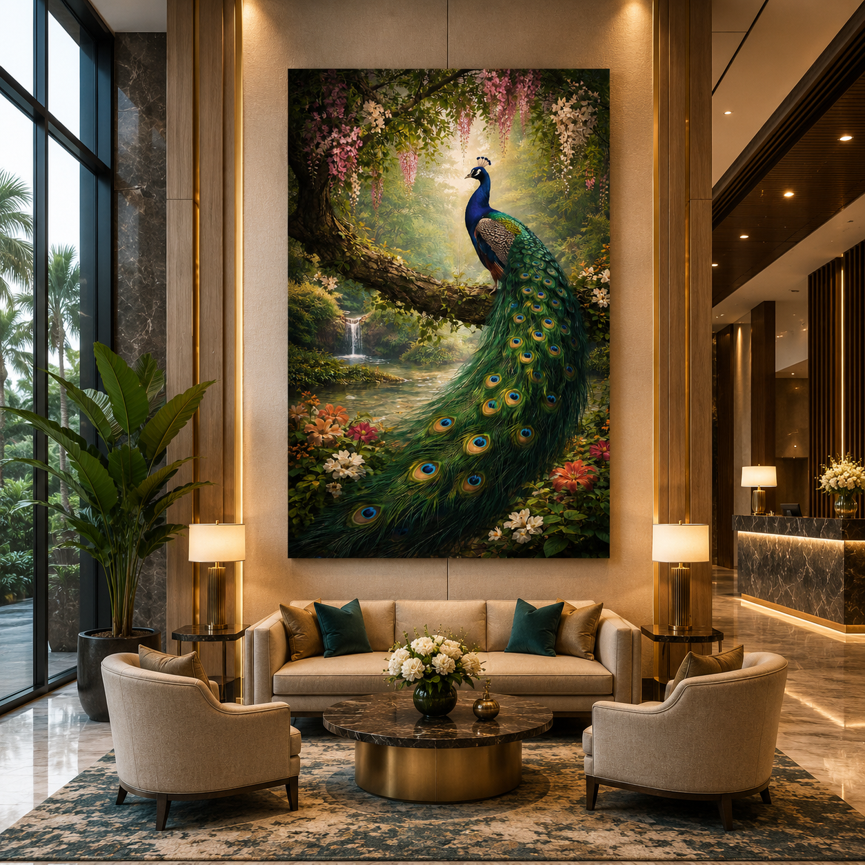 Peacock Canvas Wall Painting for Bedroom Decor
