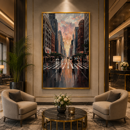 Rainy City Street Canvas Wall Art