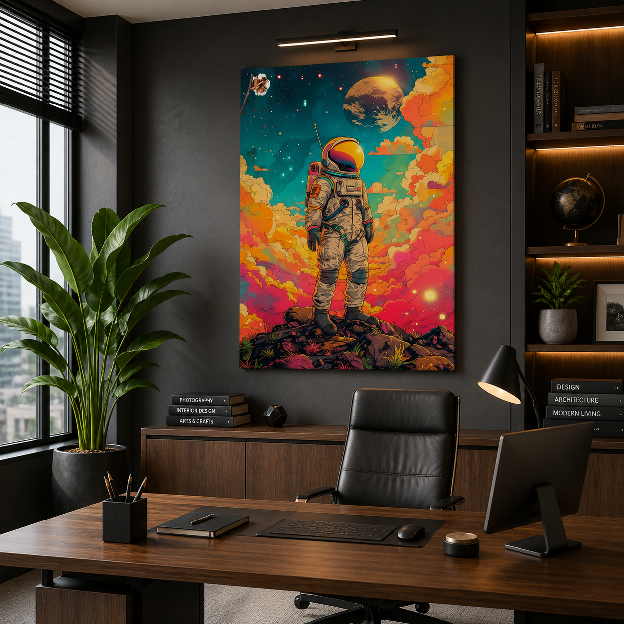 Master Flame Space Themed Wall Art Canvas Painting for Decor
