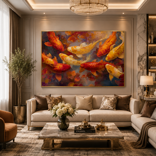 Feng Shui Koi Fish Canvas Art for Home and Office Walls