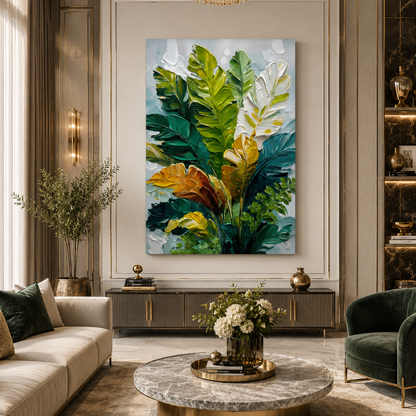 Tropical Botanical Leaf Canvas Wall Art for Modern Office Spaces