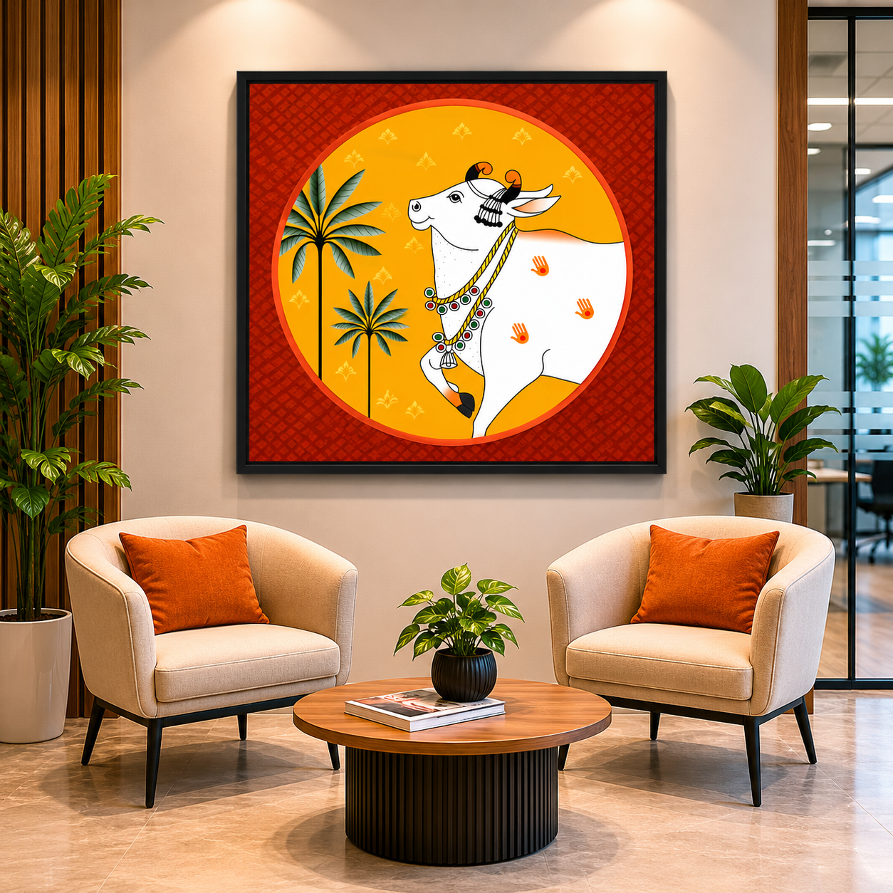 Elegant Sacred Cow Heritage Canvas Wall Art with Gold Frame