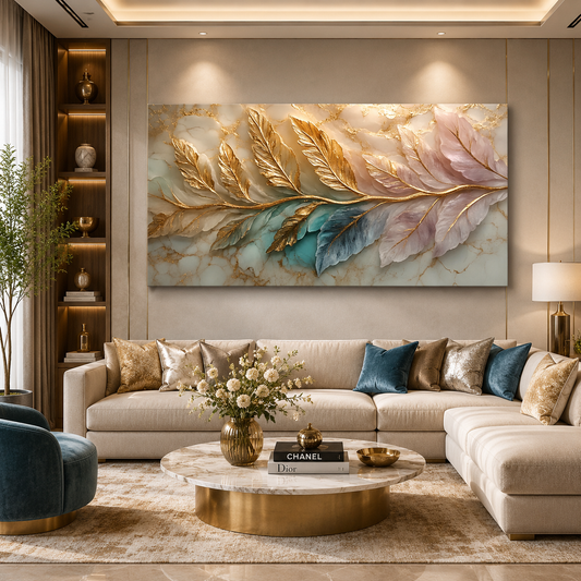 Luxury Gold Leaf Abstract Wall Art for Elegant Modern Interiors