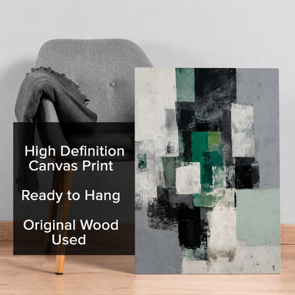Modern Green Geometric Abstract Canvas Wall Art Painting