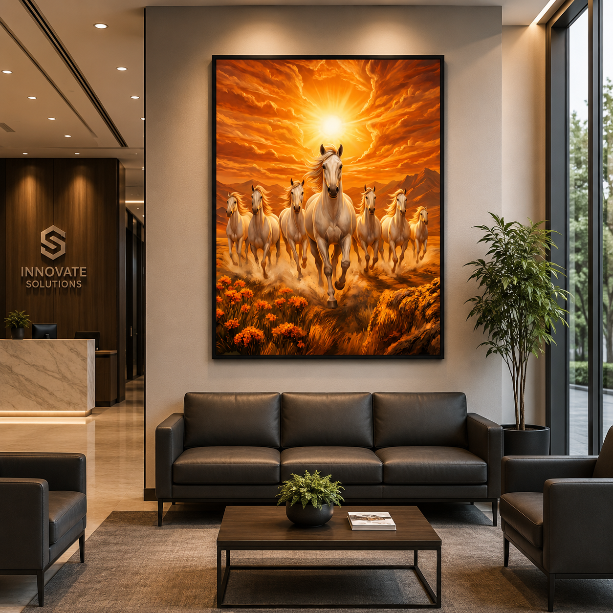 Seven Horse Wall Canvas Art Painting for Home and Office