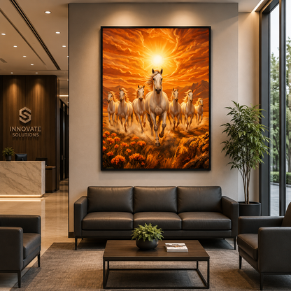 Seven Horse Wall Canvas Art Painting for Home and Office