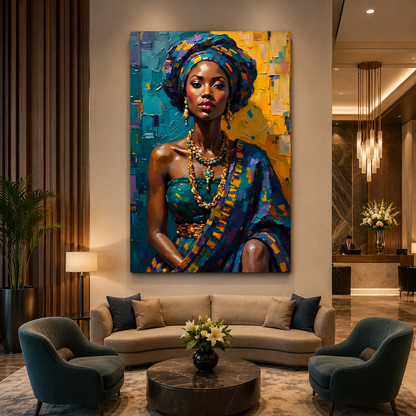 African Queen Portrait Canvas Wall Art for Luxury Home Decor