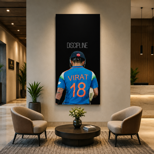 Virat Kohli Discipline Motivational Cricket Wall Art Poster Print