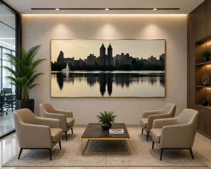 Modern City Skyline Canvas Painting for Elegant Wall Decor