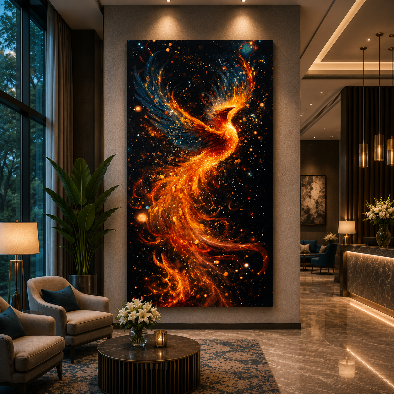 Phoenix Wall Art Premium Canvas Painting for Positive Home Energy