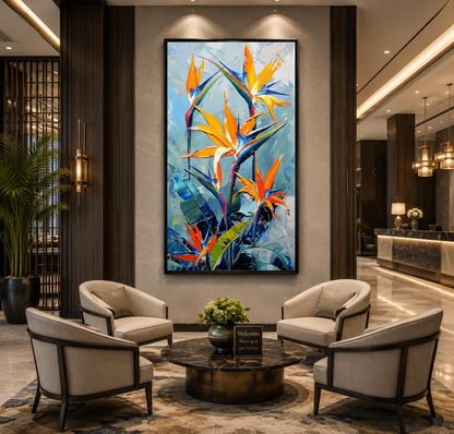 Tropical Bird of Paradise Abstract Canvas Wall Art for Modern Homes