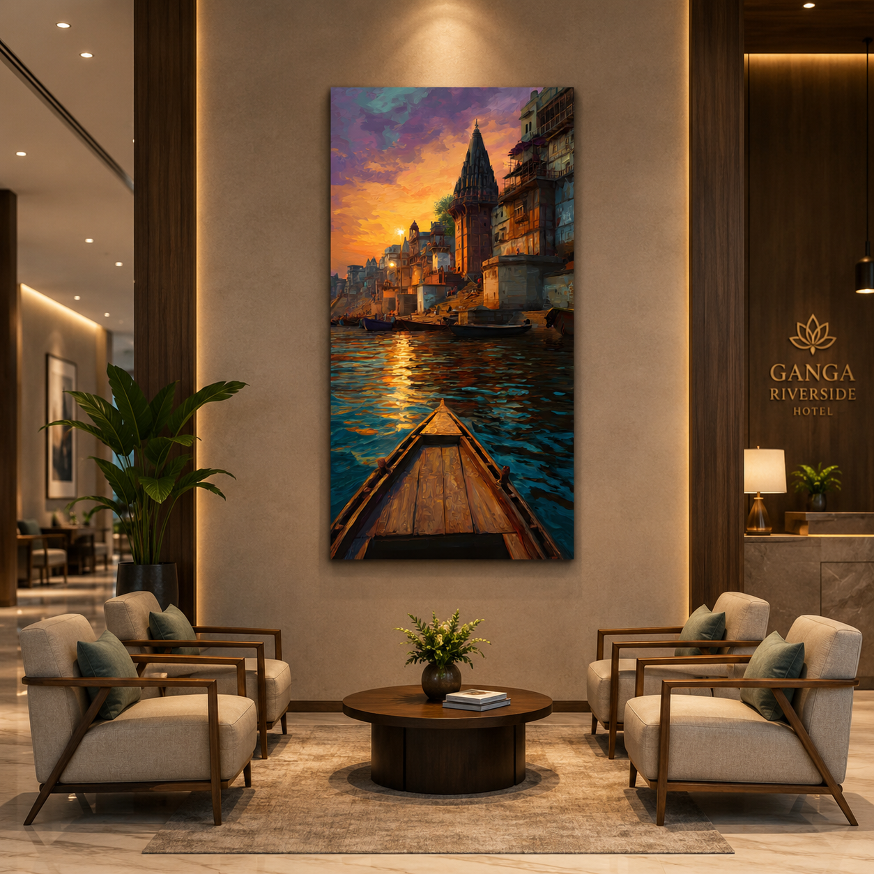 Banaras Ghats Painting Wall Art for Living Room Decor