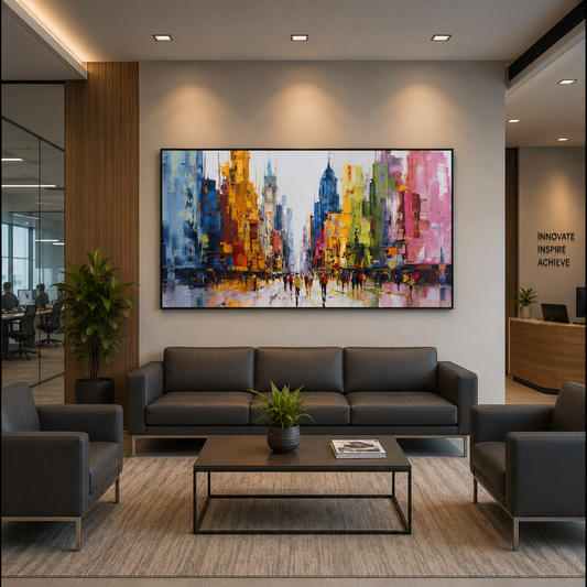 Colorful Abstract Cityscape Canvas Wall Art
