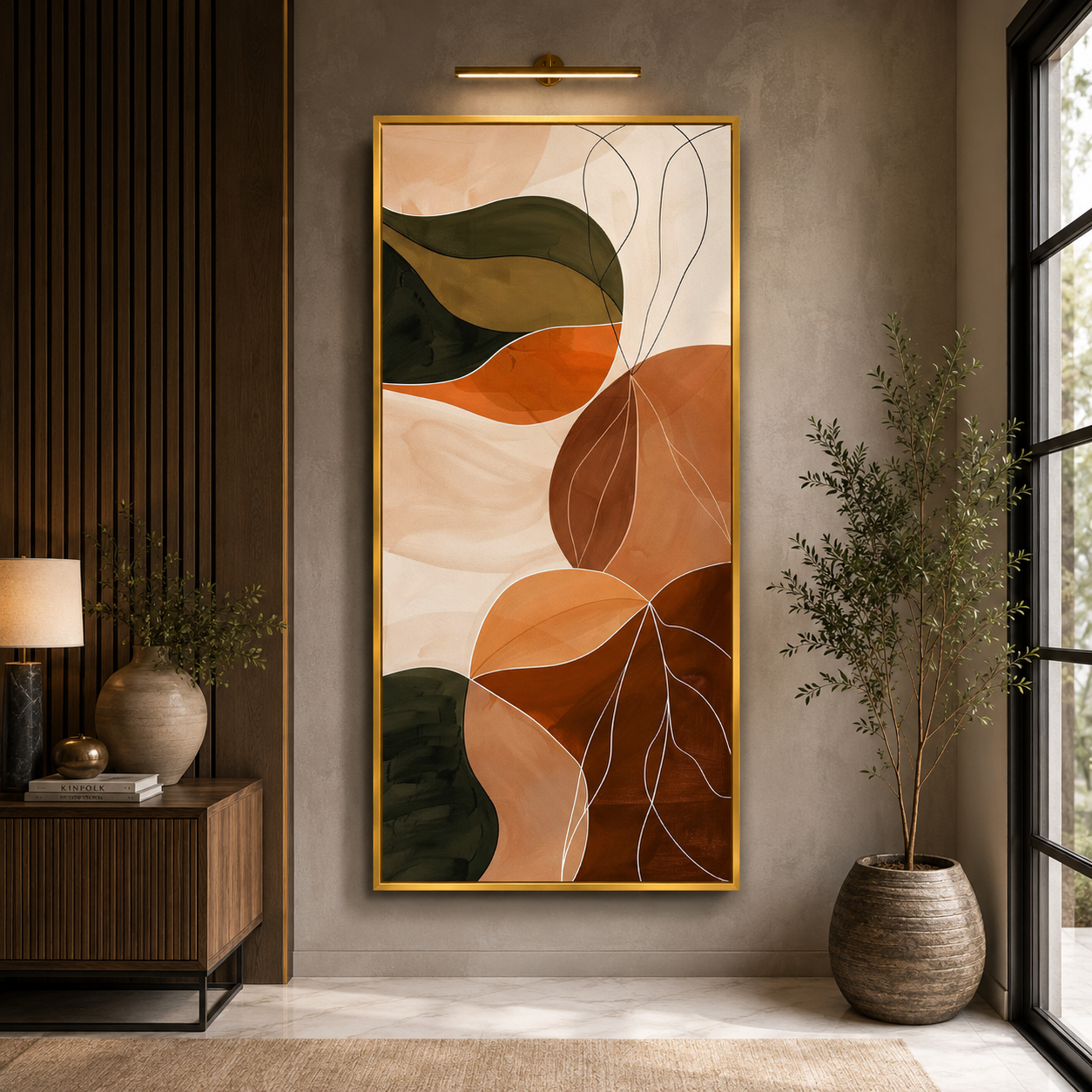 Earthy Bloom Abstract Wall Art – Modern Botanical Neutral Canvas