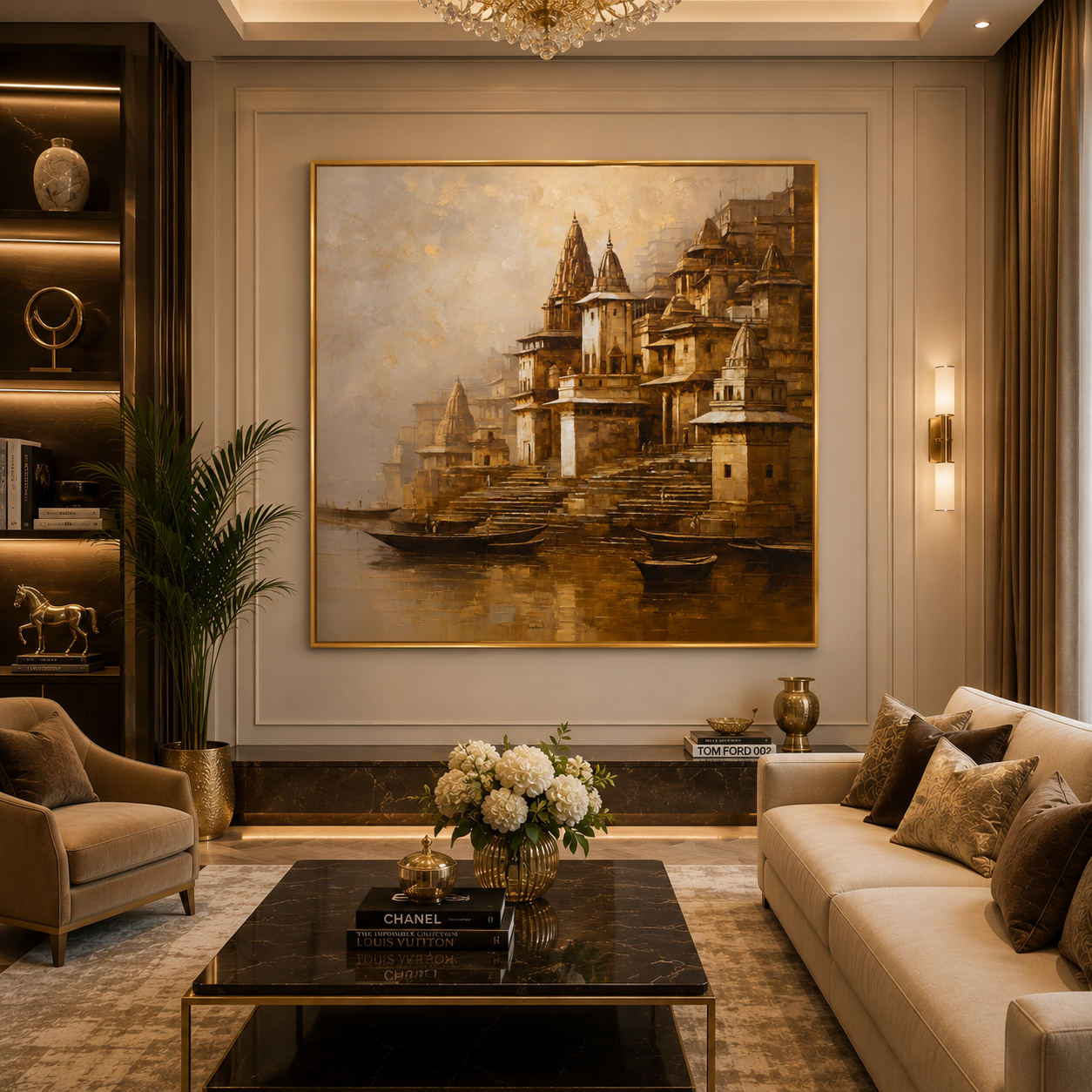 Banaras Ghats Cultural Canvas Painting for Premium Wall Decor