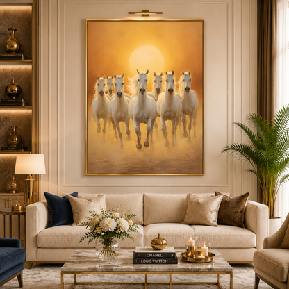 7 Horse Vastu Canvas Painting for Home & Office Decor