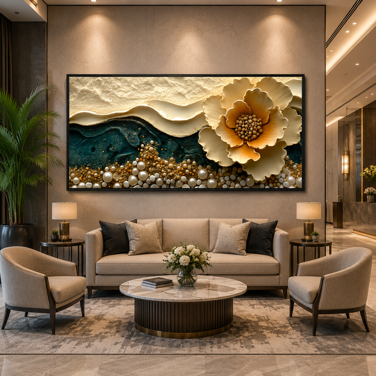 Luxury 3D Floral Abstract Wall Art for Modern Living Room