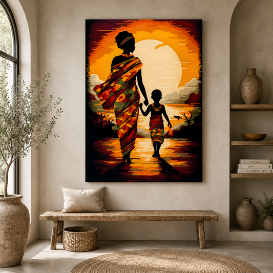 African Mother and Child Canvas Painting