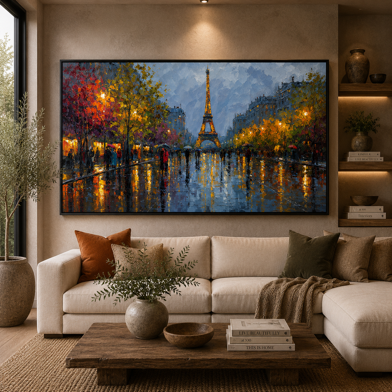 Paris Eiffel Tower Nightscape Canvas Wall Art Painting