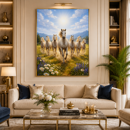 Seven Horse Wall Art Canvas Painting for Living Room Decor