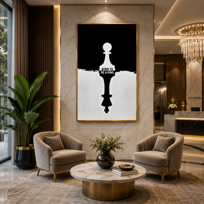 Born to Be a King Chess Piece Motivational Wall Art Canvas Print