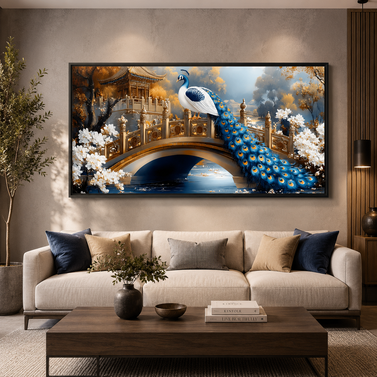 Royal Peacock Vastu Canvas Wall Art for Premium Home Decor