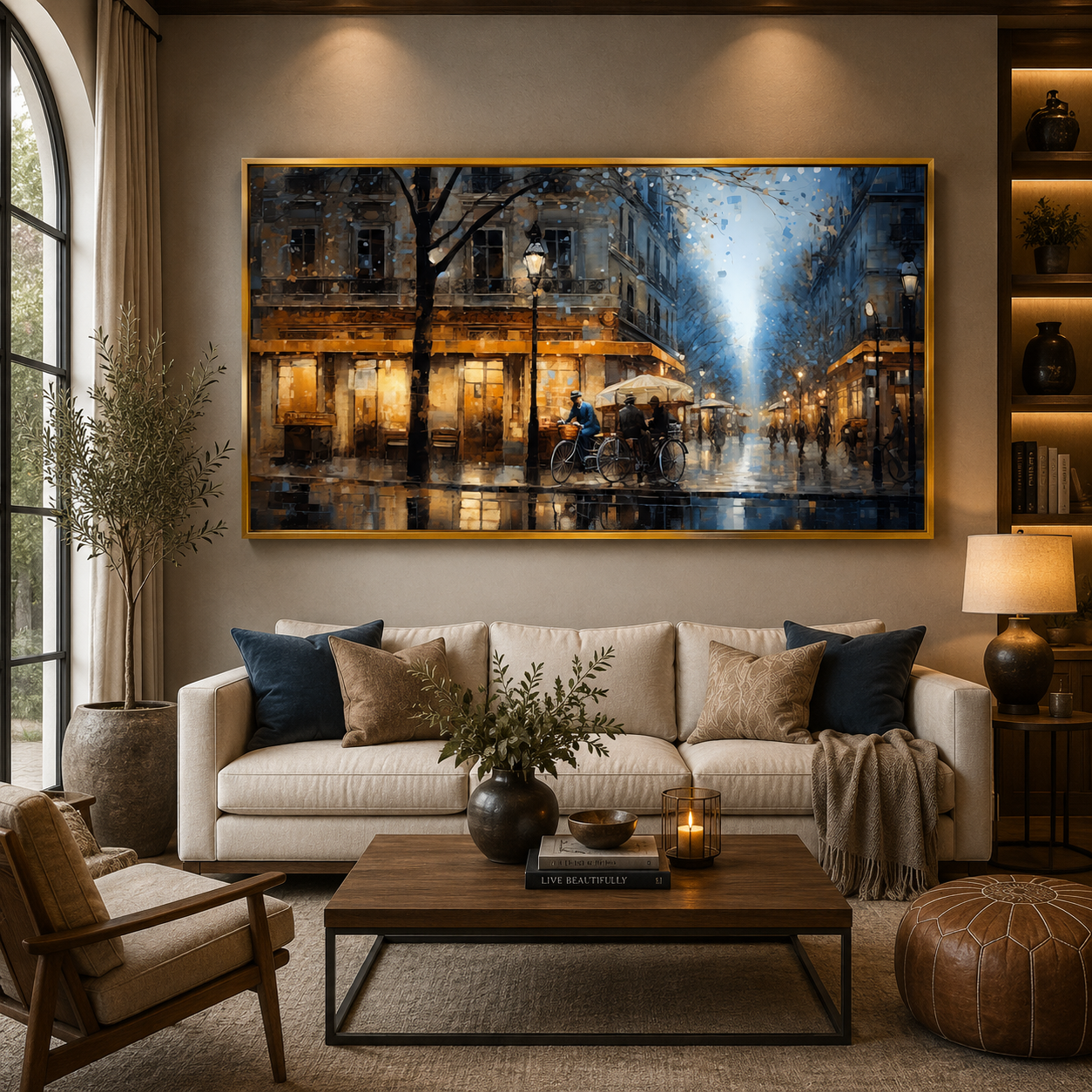 Luxury Paris Street Café Canvas Wall Art Painting
