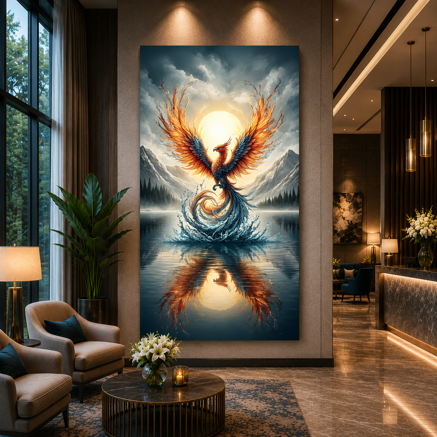 Phoenix Wall Art Modern Mythical Bird Canvas for Elegant Interiors
