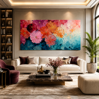 Colorful Floral Abstract Wall Art for Modern Office & Living Room