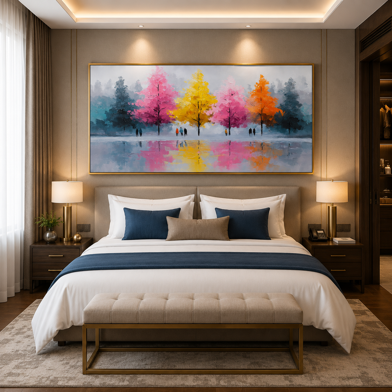 Colorful Autumn Trees Landscape Canvas Wall Art Painting