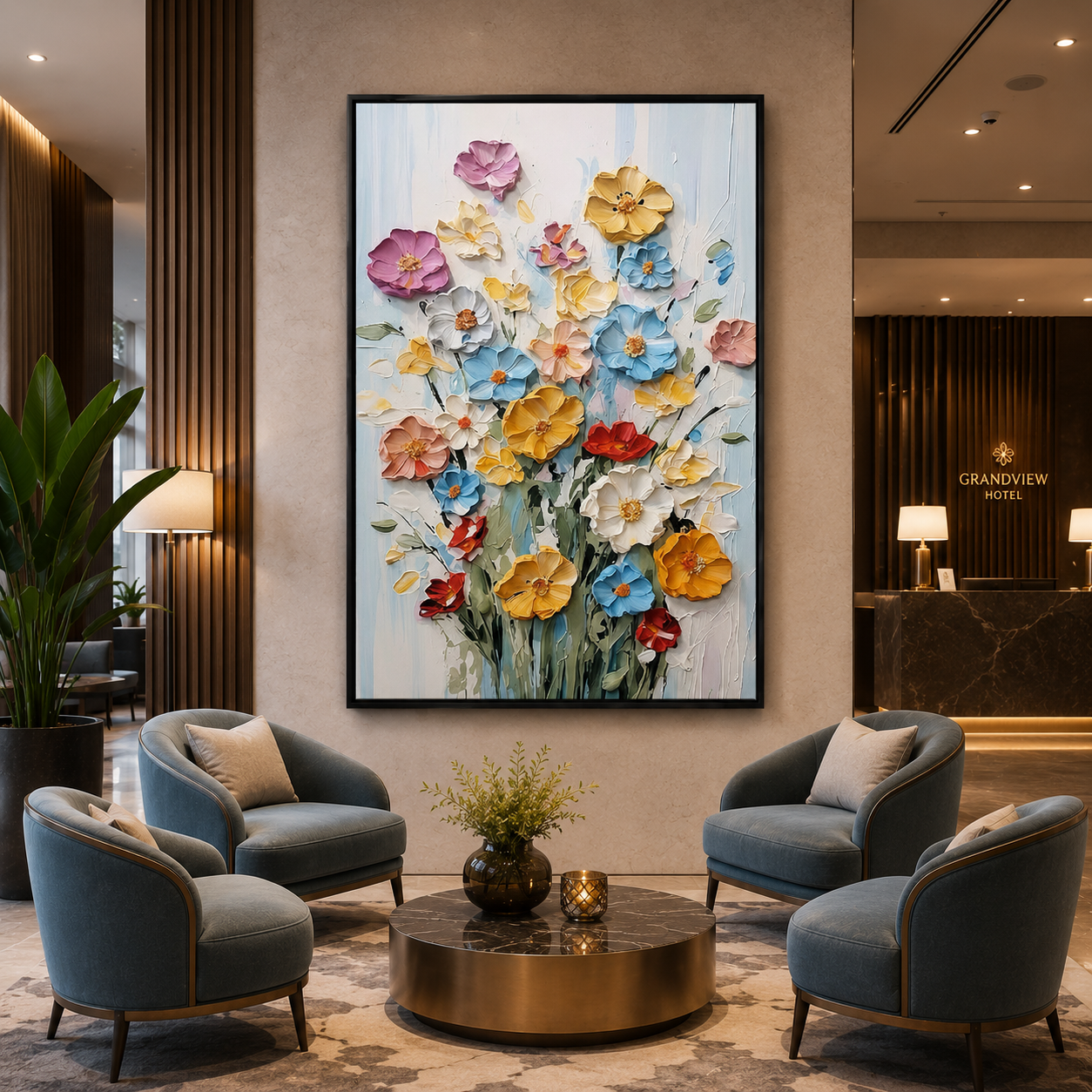 Pastel Floral Bouquet Canvas Wall Art for Elegant Modern Interiors