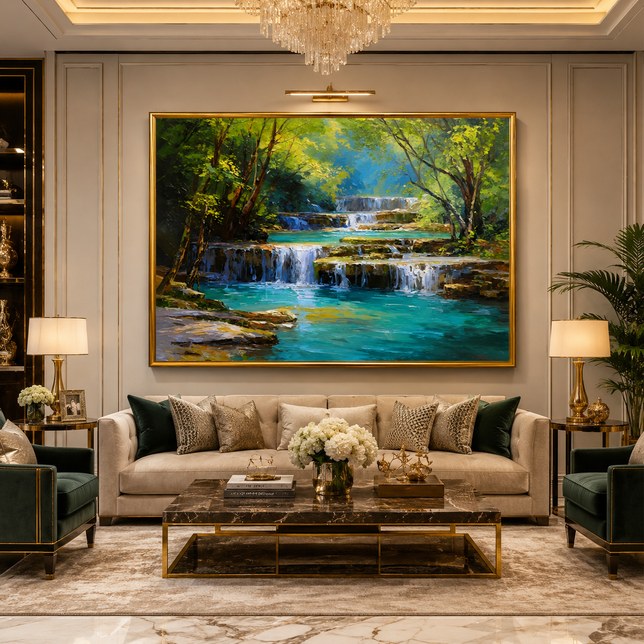 Waterfall Vastu Wall Painting for Positive Energy Decor