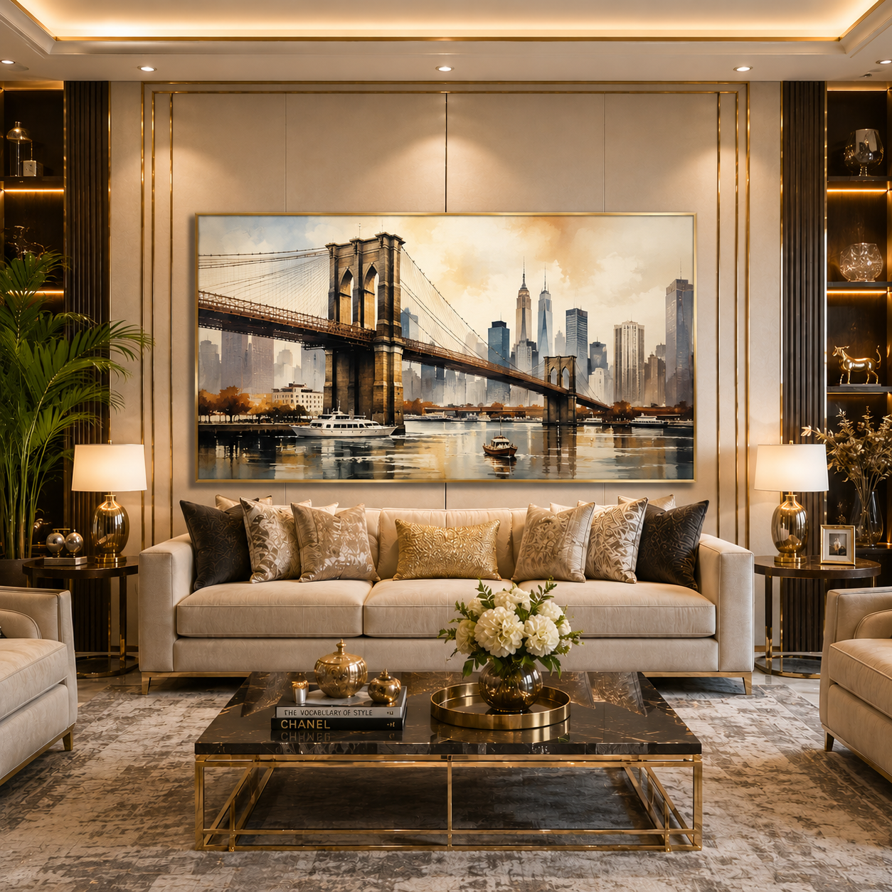 Modern Brooklyn Bridge Skyline Canvas Wall Art Painting