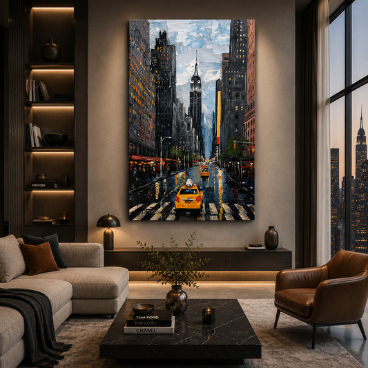 New York City Rainy Street Canvas Wall Art For Home Decor