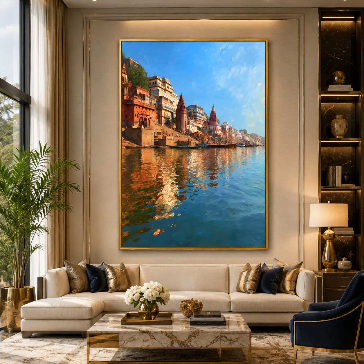 Banaras Ghats Premium Canvas Art for Living Room Wall Decor