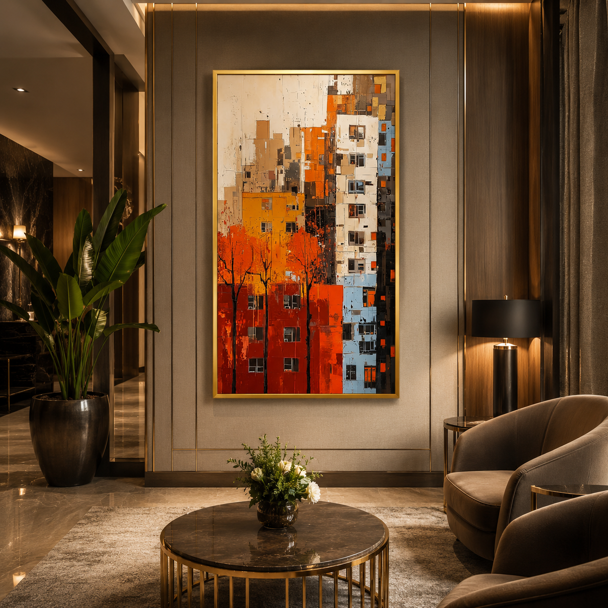 Abstract Modern Cityscape Canvas Wall Art
