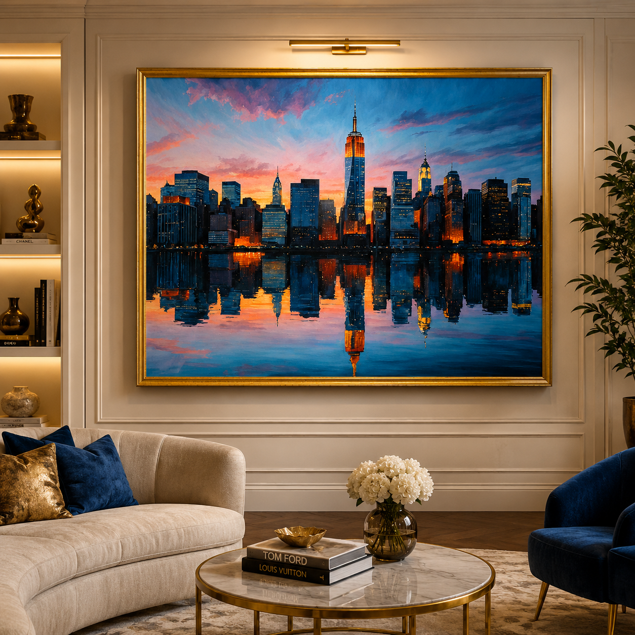 New York Sunset Skyline Canvas Wall Art Painting