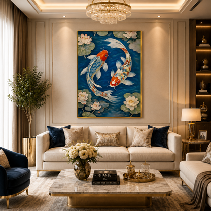 Premium Koi Fish Canvas Wall Art for Luxury Home Decor