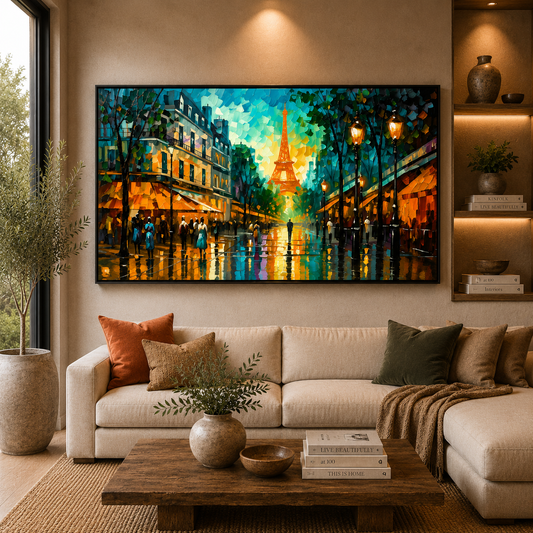 Paris Street Eiffel Tower Canvas Wall Art Painting For Home Decor
